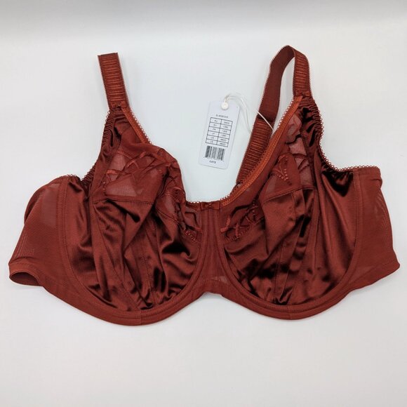 46DD Elomi Cate Underwire Full Cup Banded Bra Dark Copper NWT EL4030 Plus Size - Picture 2 of 6